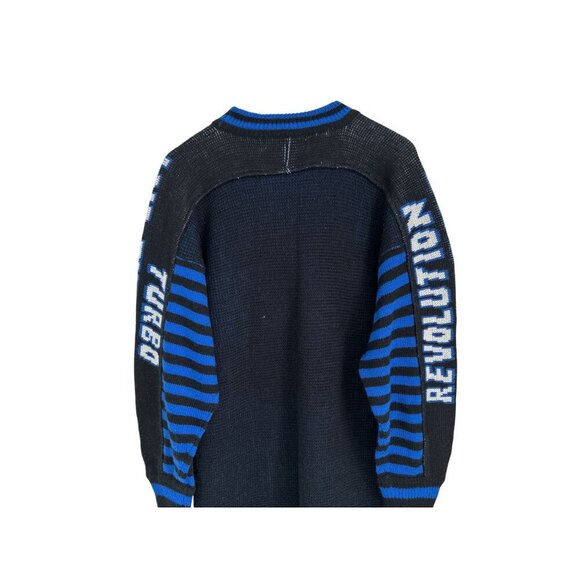 Vtg Revolution Graphic Knit Sweater "Master Of My Dream" Design Striped - Picture 4 of 9